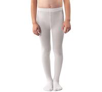 NOQ Girls Plain Knit Tights Footed Warm Opaque School Kid Stockings Ballet Dance Show Nursery, Bianco 7/8 years