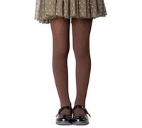 NOQ Girls Plain Knit Tights Footed Warm Opaque School Kid Stockings Ballet Dance Show Nursery, Chocolate 10/11 years