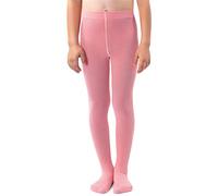 NOQ Girls Plain Knit Tights Footed Warm Opaque School Kid Stockings Ballet Dance Show Nursery, Cotton Candy 10/11 years
