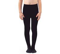 NOQ Girls Plain Knit Tights Footed Warm Opaque School Kid Stockings Ballet Dance Show Nursery, Nero 6/7 years