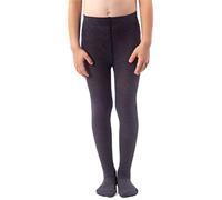 NOQ Girls Plain Knit Tights Footed Warm Opaque School Kid Stockings Ballet Dance Show Nursery, Nero Melange 9/10 years
