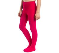 NOQ Girls Thick Pantyhose Corina Plain 120 DEN Warm Footed Leggings Kid Nursery Ballet Dance Class Opaque Tights, Pink 4/5 years