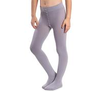 NOQ Girls Thick Pantyhose Corina Plain 120 DEN Warm Footed Leggings Kid Nursery Ballet Dance Class Opaque Tights, Paloma Grey 7/8 years