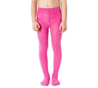 NOQ Girls Tights with 3D Effect Pattern Plain Dance Gymnastic School Pantyhose Fancy Outfit Little Princess, Balbina Raspberry 4-5 years (104-110 cm)