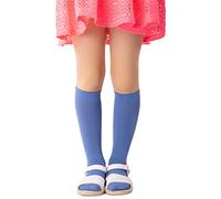 NOQ Kids Girls Viscose Striped Knee-High 100 DEN Comfortable Soft Warm Flexible Socks for Toddlers Casual Cute School Uniform Dress Over-Calf One Pair Molly, Jeans 18/22