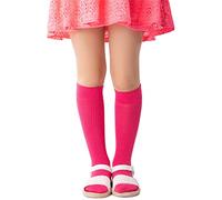 NOQ Kids Girls Viscose Striped Knee-High 100 DEN Comfortable Soft Warm Flexible Socks for Toddlers Casual Cute School Uniform Dress Over-Calf One Pair Molly, Raspberry 14/16