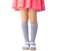 NOQ Kids Girls Viscose Striped Knee-High 100 DEN Comfortable Soft Warm Flexible Socks for Toddlers Casual Cute School Uniform Dress Over-Calf One Pair Molly, Silver 18/22