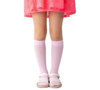 NOQ Kids Girls Viscose Striped Knee-High 100 DEN Comfortable Soft Warm Flexible Socks for Toddlers Casual Cute School Uniform Dress Over-Calf One Pair Molly, Rose 18/22