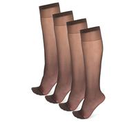 NOQ Transparent Matte Thin Socks for Women Girls Knee Length Socks Elegant Style Women's Socks Comfortable 15 DEN Thickness Ideal for High Heels BOX4, Fumo