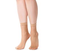NOQ Women Socks Above Ankle Fishnet Type Black Beige Net with Comfort Top One Size Rock Evening Style Crew-Length Jessica, Beige