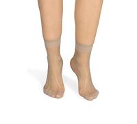 NOQ Women Socks Above Ankle Plain 15 DEN Transparent Matte Pressure-Free with Comfort Top One Size Two Pairs Casual Office Ladies Crew-Length Sk-Elastan, Daino
