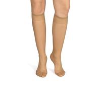 NOQ Women Socks Knee-Highs Plain 15 DEN Casual Style Pressure-Free Semi-Matte Transparent Ladies Knee Socks with Comfort Top Two Pairs One Size, Antilope