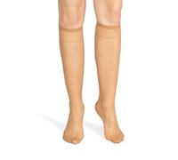 NOQ Women Socks Knee-Highs Plain 15 DEN Casual Style Pressure-Free Semi-Matte Transparent Ladies Knee Socks with Comfort Top Two Pairs One Size, Poudre