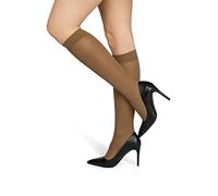 NOQ Women Socks Ladies Knee-highs Plain 40 DEN Opaque Microfiber Matte Classic with Comfort Top One Size Socks Marta, Beige