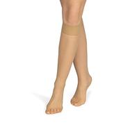 NOQ Women Socks Ladies Knee-highs Plain Nude Shades 10 DEN Microfiber Semi-Matte Classic with Comfort Top One Size Two Pairs Sabia, Naturel