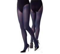 NOQ Womens Plain Tights 40 Denier Casual Colour Pantyhose Sensual Footed Stockings Semi-sheer Mireille, Navy L