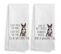 NOQL French Bulldog Kitchen Towels and Dishcloths Set of 2, 1624 Inches