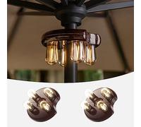 NORA·GIFT Patio 2 Packs Umbrella Light with LED Edison Bulbs, Battery Operation Cordless-Outdoor Umbrella Pole Lights with 2 Lighting Modes for Garden，Patio, Backyard, Camping or BBQ - Brown