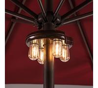 Nora·Gift Patio Umbrella Light with LED Edison Bulbs, Battery Operation Cordless-Outdoor Umbrella Pole Lights with 2 Lighting Modes for Garden，Patio, Backyard, Camping or BBQ - Brown(1 Pack)