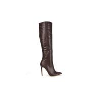 'Nora' Pointed Toe Zip Up Knee High Stiletto Heel Long Boots XY London Brown 6