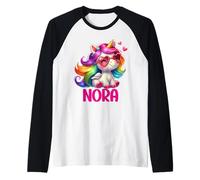 Nora Unicorn Name Personalized Design Raglan Baseball Tee