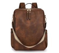 NORABAGS FlexBag Women's Leather Backpack Wallet Vintage Multifunctional Design Travel Backpack Convertible Shoulder Bag Designer Ladies Computer Backpacks (Dark Brown)