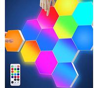 Noralit Hexagon LED Lights with Remote Control, RGB Gaming Lights LED Wall Lights Hexagon Light Panels Touch Sensitive, DIY Geometry Module for Gaming Setup Bedroom Living Room Party Decor, 7 Panels