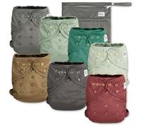 Nora's Nursery Cloth Diaper Cover, Washable Reusable Diaper Cover with Snap Closure, Flat or Fitted - 7 Pack with Wet Bag - Hickory