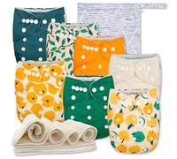Nora's Nursery Cloth Diapers 7 Pack with 7 Inserts & 1 Wet Bag - Waterproof Cover, Washable, Reusable & One Size Adjustable Pocket Diapers for Newborns and Toddlers - PearFect