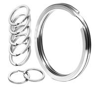 20pcs Steel Flat Key Ring Key Chain Ring 20/25/28/30/35/40/45/50mm Round Jump Rings Split DIY Keychain (Color : Silver, Size : 2.5x40mm)