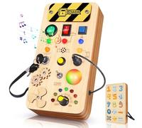 NORBASE Montessori Switch board Wooden LED Light Busy Board, Montessori Sensory Toys Busy Boards for Autism, Toddler Toys Activities Board for Airplane Travel, Educational Baby Toys for 3+ Year Olds