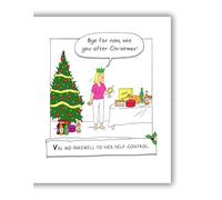Norbert & Val Funny Christmas Card, Val with Christmas Food and Drinks, 18.4 x 15.4 cms, Multi-Coloured