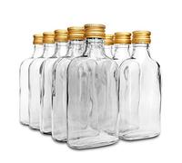 NORBI -LAND 10 Pocket Flask Bottles 100ml with Gold Screw caps for Wine, Whisky or Spirits