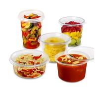 NORBI-LAND Round Food Plastic Containers + Lids_80~500ml_Cylindrical Takeaway Microwave Box (10, 400 ml (14oz))