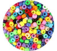 Norbiariz 1200Pcs Multicolour Pony Beads Large Hole Barrel Plastic Beads Bright Solid Colours for Hair Braiding Bracelet Necklace DIY Jewelry Making Craft Supplies