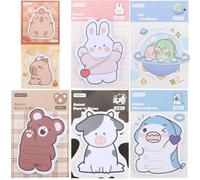 Norbiariz 360 Sheets Cute Animal Sticky Notes, 12 Pack Self-Adhesive Memo Pads, Cartoon Capybara Rabbit Dinosaur Bear Cow Shark Design Sticky Notes for Office School Home Supplies