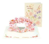 Norbiariz 3D Pop Up Happy Birthday Cards with Floral Wreath, Mum Birthday Card with Envelope, Elegant Pink Flower Birthday cards for Women, Mom, Wife, Friend, Sister