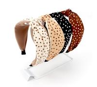 Norbiariz 4 Pack Polka Dot Bow Headbands Knot Headdresses Hair Accessories Headbands for Women Non Slip Headband Girls Fashion Cute Head Bands for Women's Hair Tiaras