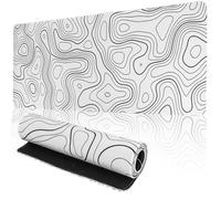 Norbiariz Black White Topographic Contour Extended Mouse Mat, Large Non-Slip Gaming Mouse Pad, Desk Mat for Office & Home