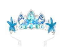 Norbiariz Blue gem Mermaid Tiara Seashell Delicate Princess Tiara for Girls Cute Headband Costume for Women Headband Wedding Birthday Party Decorations Cake Topper