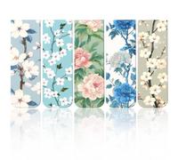 Norbiariz Chinese Floral Bookmark, 5 Pack Cherry Blossom & Peony Pattern Bookmarks for Women, Magnetic Bookmark for Book Lovers, Reading & Stationery