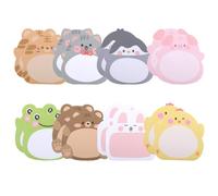 Norbiariz Cute Chubby Animal Sticky Notes, 8 Pack Self-Adhesive Memo Pads, Cartoon Tiger Cat Penguin Pig Frog Bear Rabbit Chick Design Sticky Notes for Office School Home Supplies