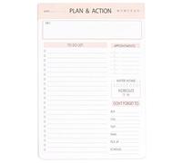 Norbiariz Daily Planner Notepad Tear Off, Undated To Do List Pad with Water Intake Tracker Workout Log Appointment Organizer, Pink Plan & Action Desk Notepad for Home Office Work