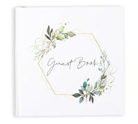 Norbiariz Eucalyptus Gold Geometric Guest Book with 2 Metallic Pens, Hardcover Sign in Visitors Book, Book for Wedding Planner, Showers Party & Events