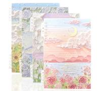 Norbiariz Scenic Oil Painting Scenic Spiral Notebook with Removable Pages, 21 x 15.5cm 4pcs A5 Notepad, Blank Notebooks with Floral & Moon Landscape Designs for Writing & Planning