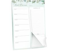 Norbiariz Weekly Magnetic Meal Planner Tear Off Notepad, Kitchen Menu Planning Pad with Fridge Magnet Backing, Botanical Green Leaf Grocery Shopping Checklist Organizer Pad with Notes Section