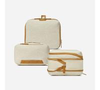 Nordace Travel Packing Organizers Set for Men and Women - 2x Packing Cubes & 1x Wash Pouch - Durable & Water Resistant (Beige-Brown)