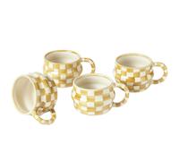 Nordal Ysia Mugs Set of 4 Checkered Stoneware 300ml