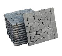 Nordara 11 x Flat Cut Rock Stone Interlocking Floor Decking Tiles Garden in Grey Nordara Grey