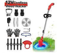 Nordara 12V Cordless Grass Trimmer Garden Edger with 2 Batteries in Red Nordara Red